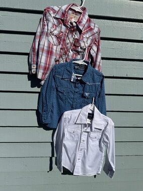 Bundle of 3 Boys Western Pearl Snap Shirts - Wrangler & Cowboy Hardware 3t - 4T
